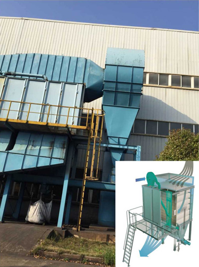 Flat filter bag dust collector
